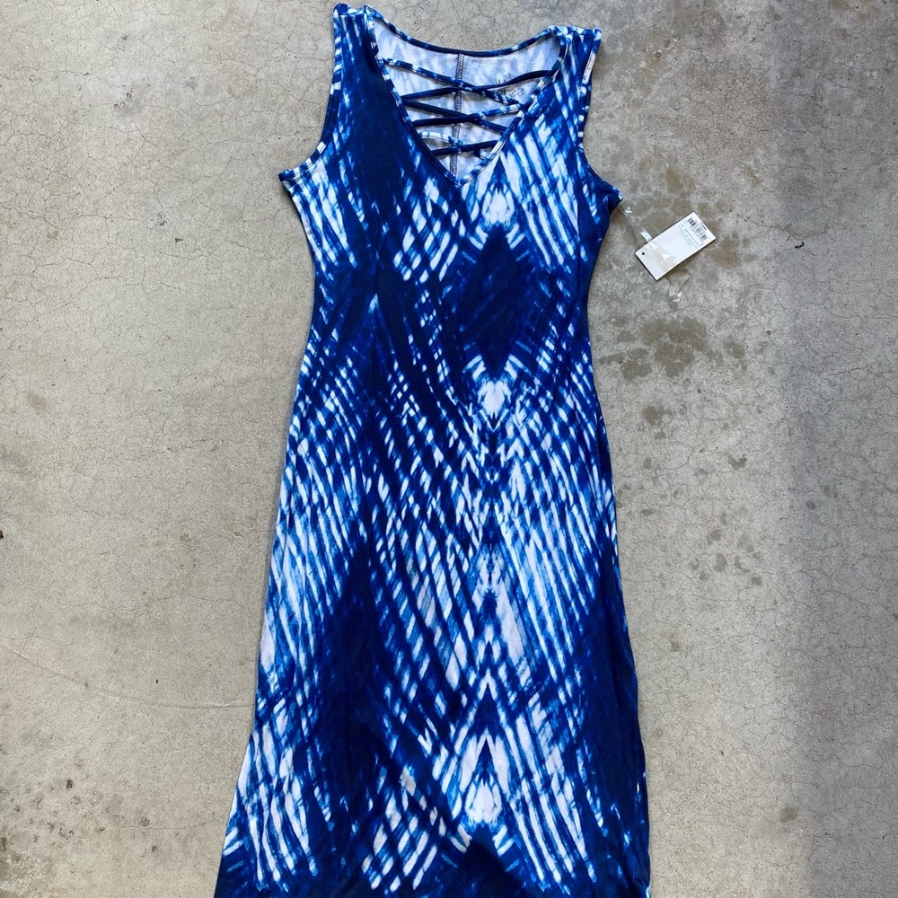 NWT blue & white tie dye strappy dress